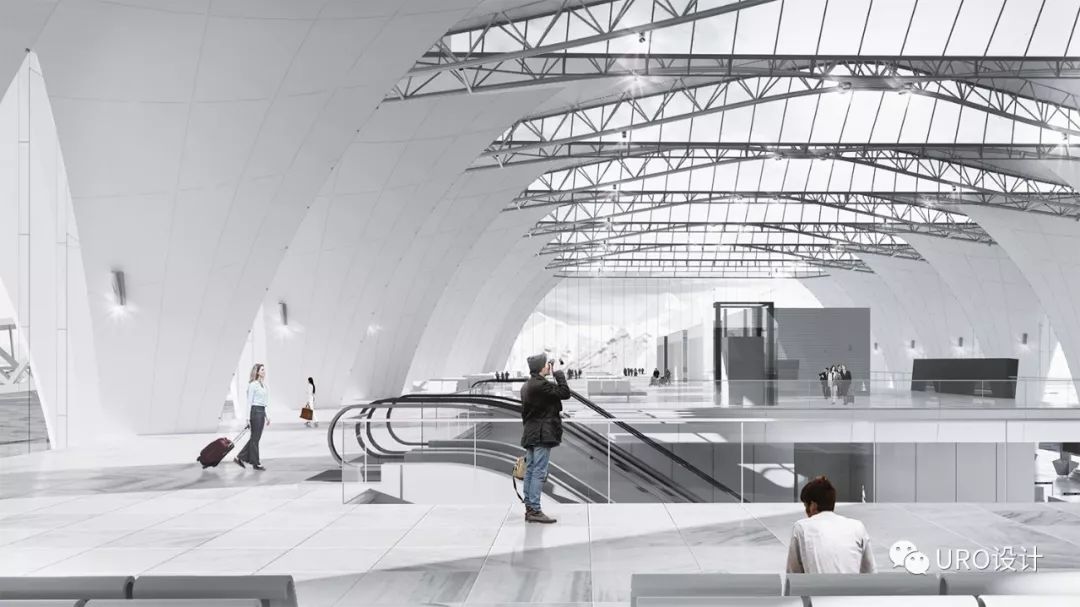 阿勒泰轻盈“天鹅”机场 | 自然采光与白色梦幻空间的完美结合-3