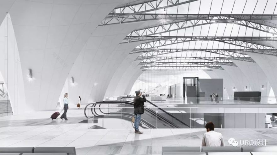 阿勒泰轻盈“天鹅”机场 | 自然采光与白色梦幻空间的完美结合-3