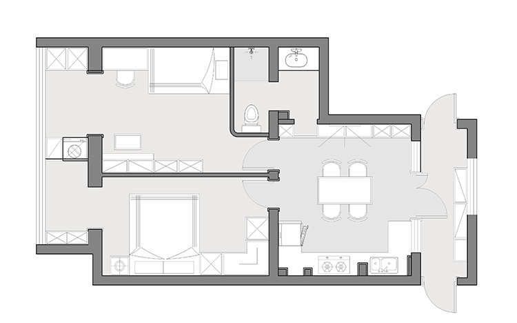 【久栖设计】46㎡学区房原木风，爆改餐厨一体，还能拥有三分离-19