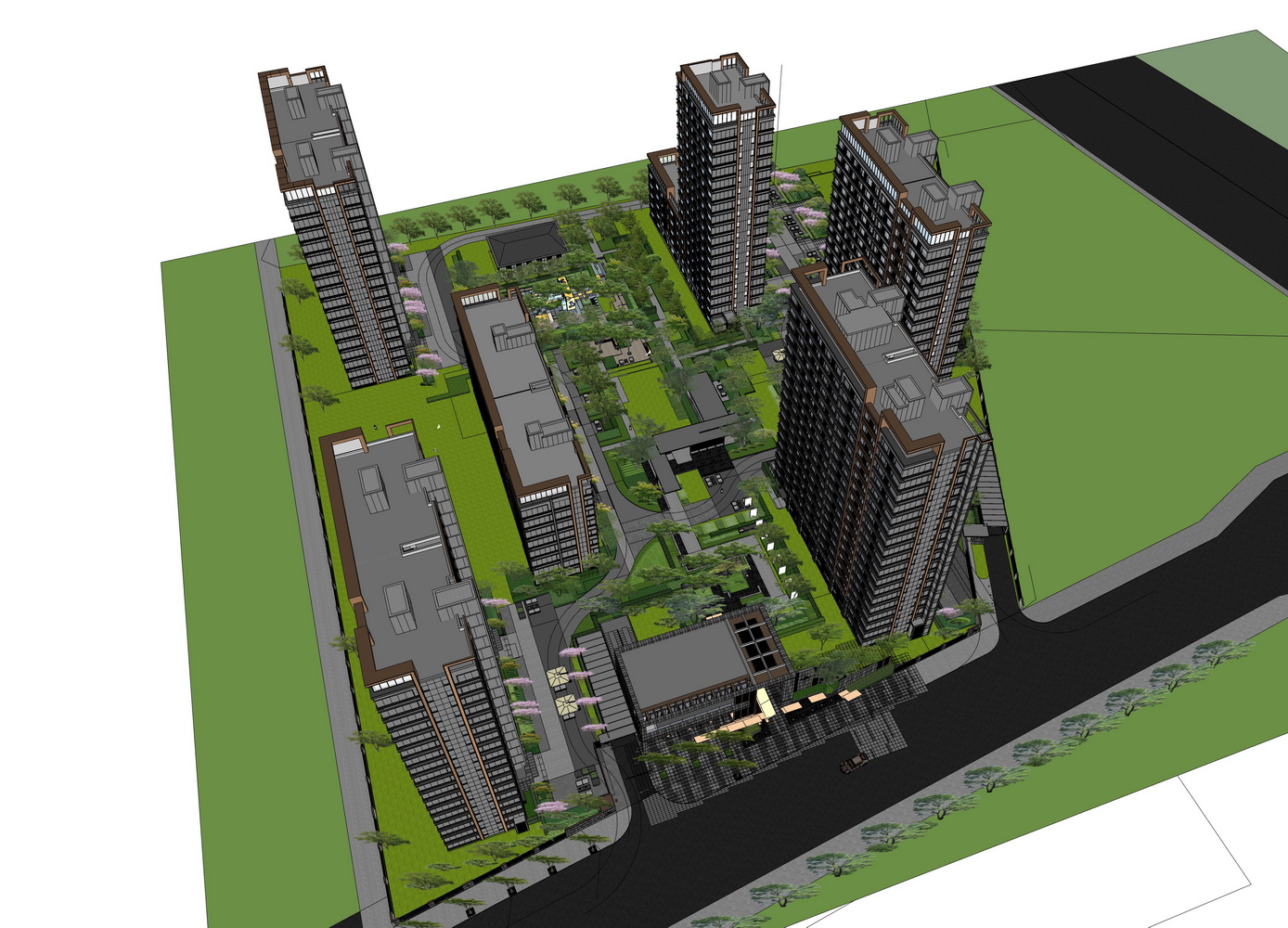 中海兴叁號院大区景观SU模型-8