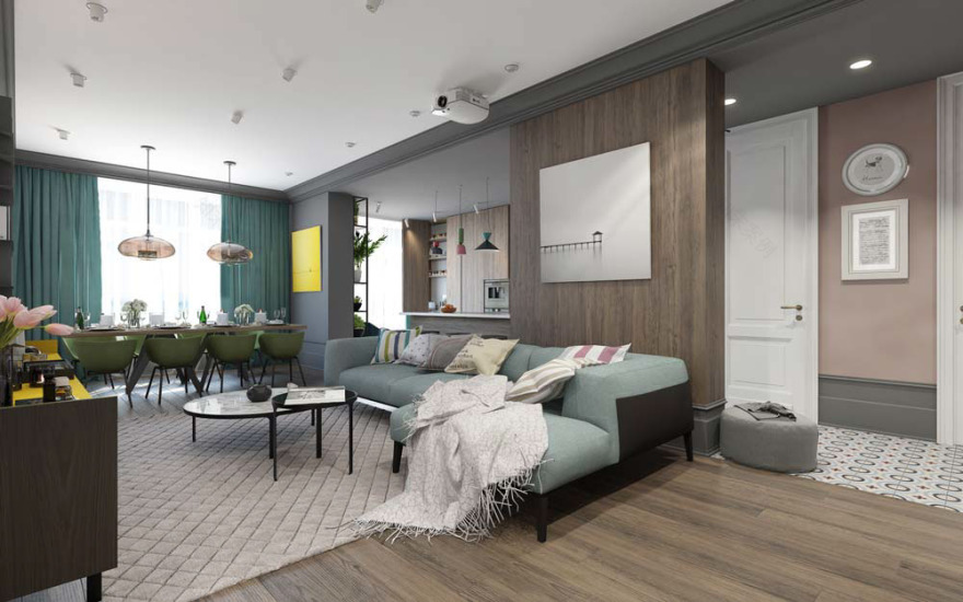 现代家居 pastel 色彩与木质元素设计-12