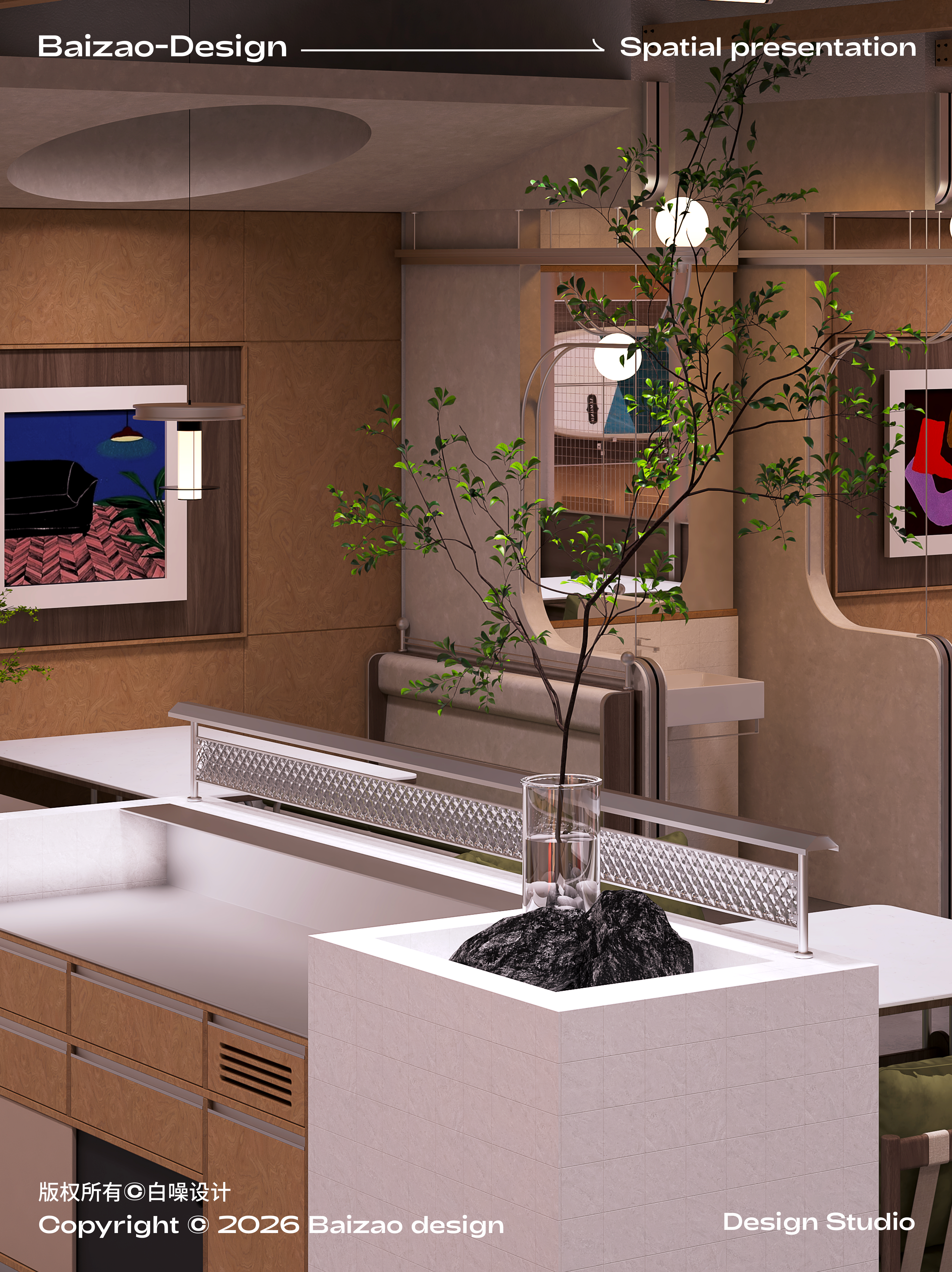 一场关于色彩与光线的构建 韩料店空间设计-16