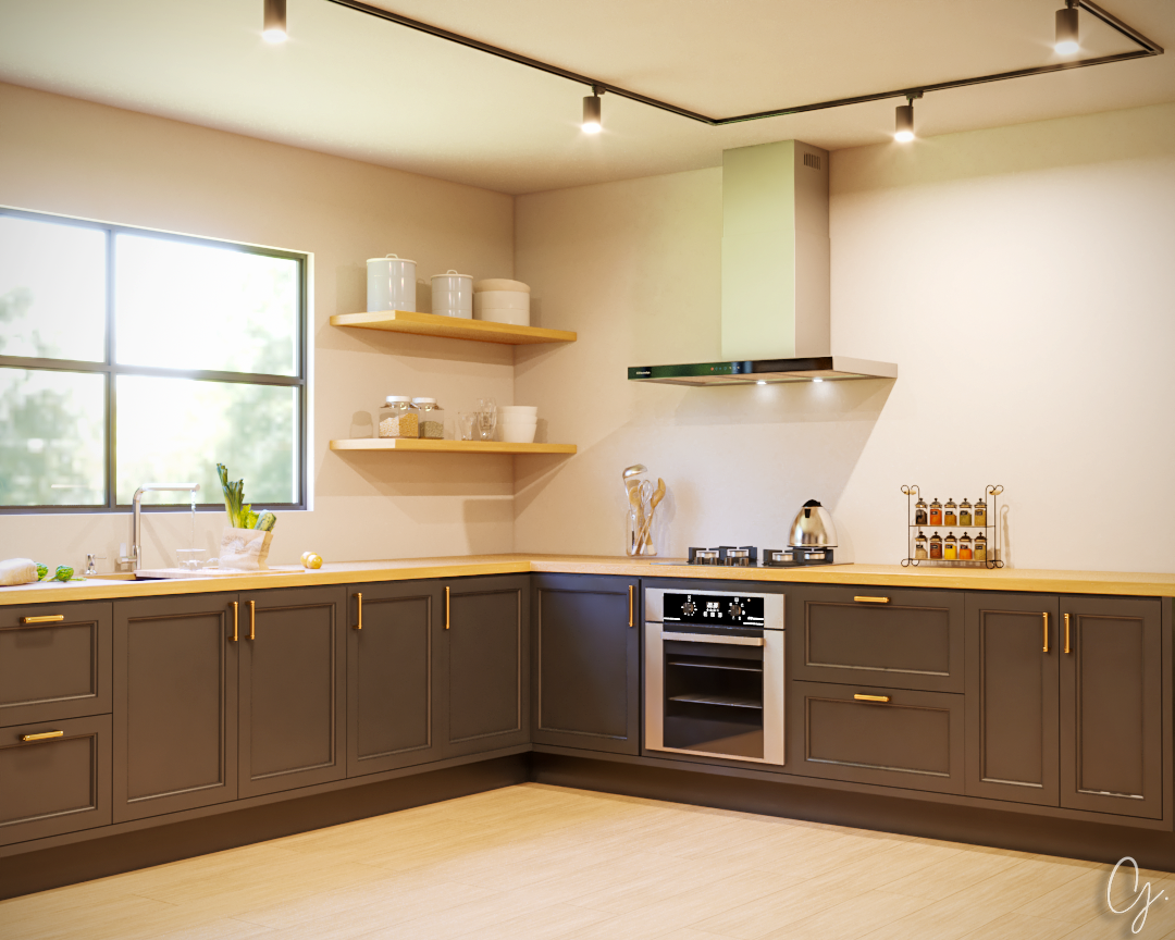 Kitchen with wood and black combo !!!-1