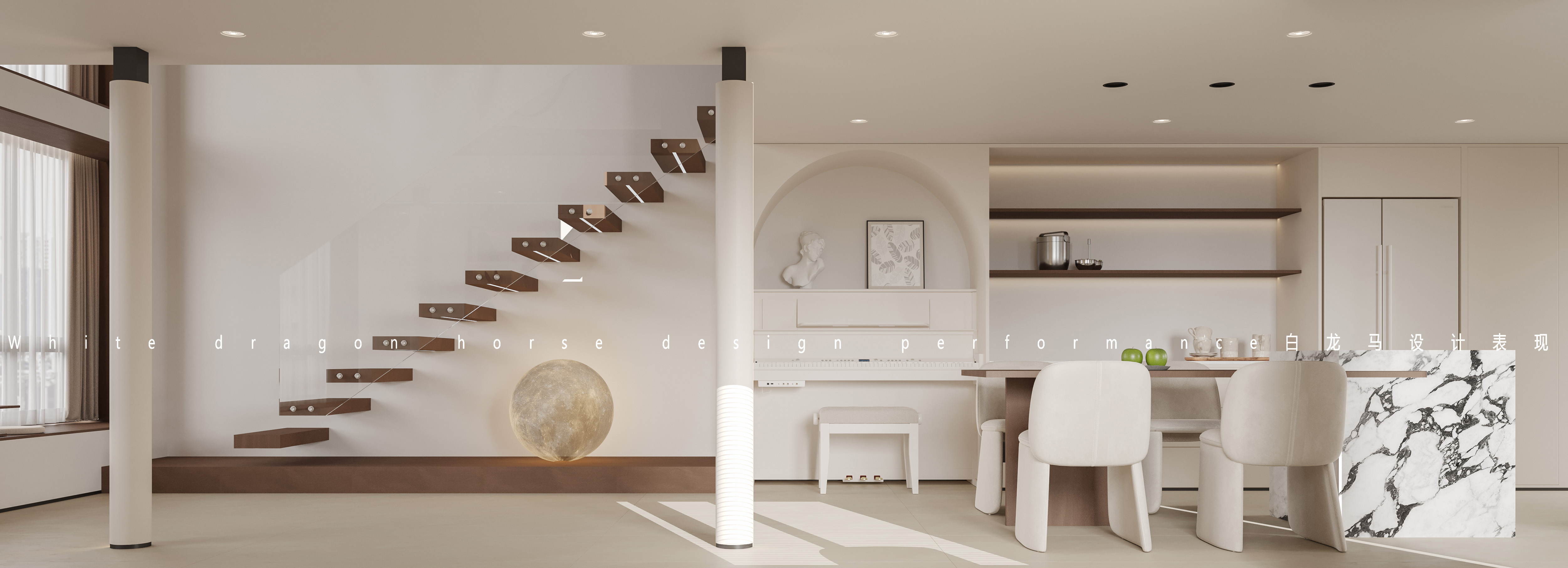 挑空别墅奶油风-4