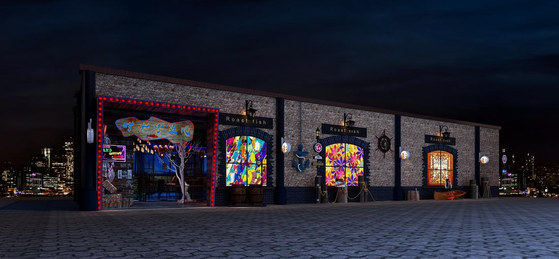 工业风烤鱼店-0