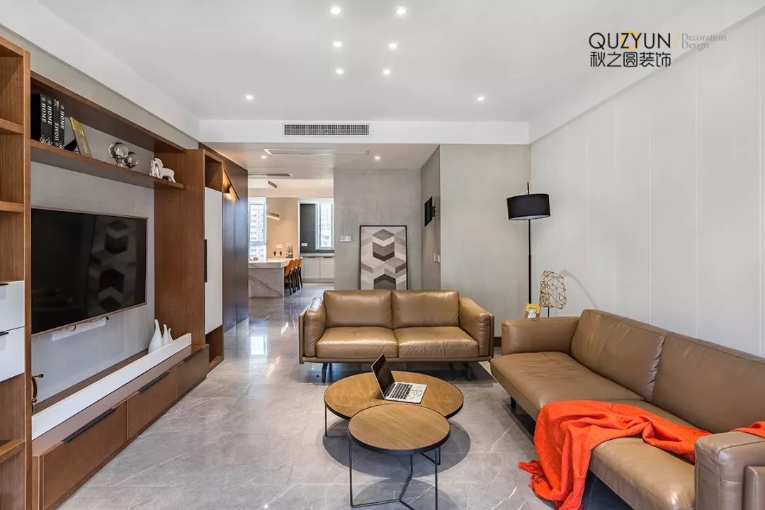 景湖人家现代风设计，水泥漆++ 木饰面演绎灵动空间-17