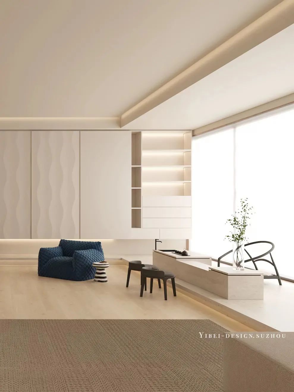 奶油极简,温馨家居的时尚表达丨中国苏州丨YIBEI DESIGN-11