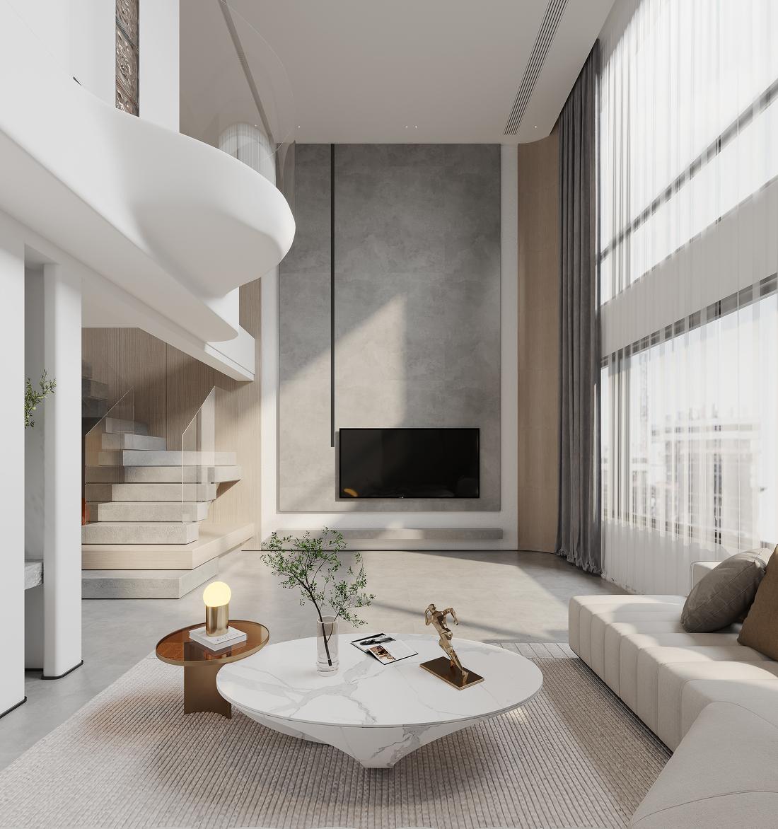 设计师施元海丨别墅丨TEAM-CSID-灰白印象【精要主义】-3
