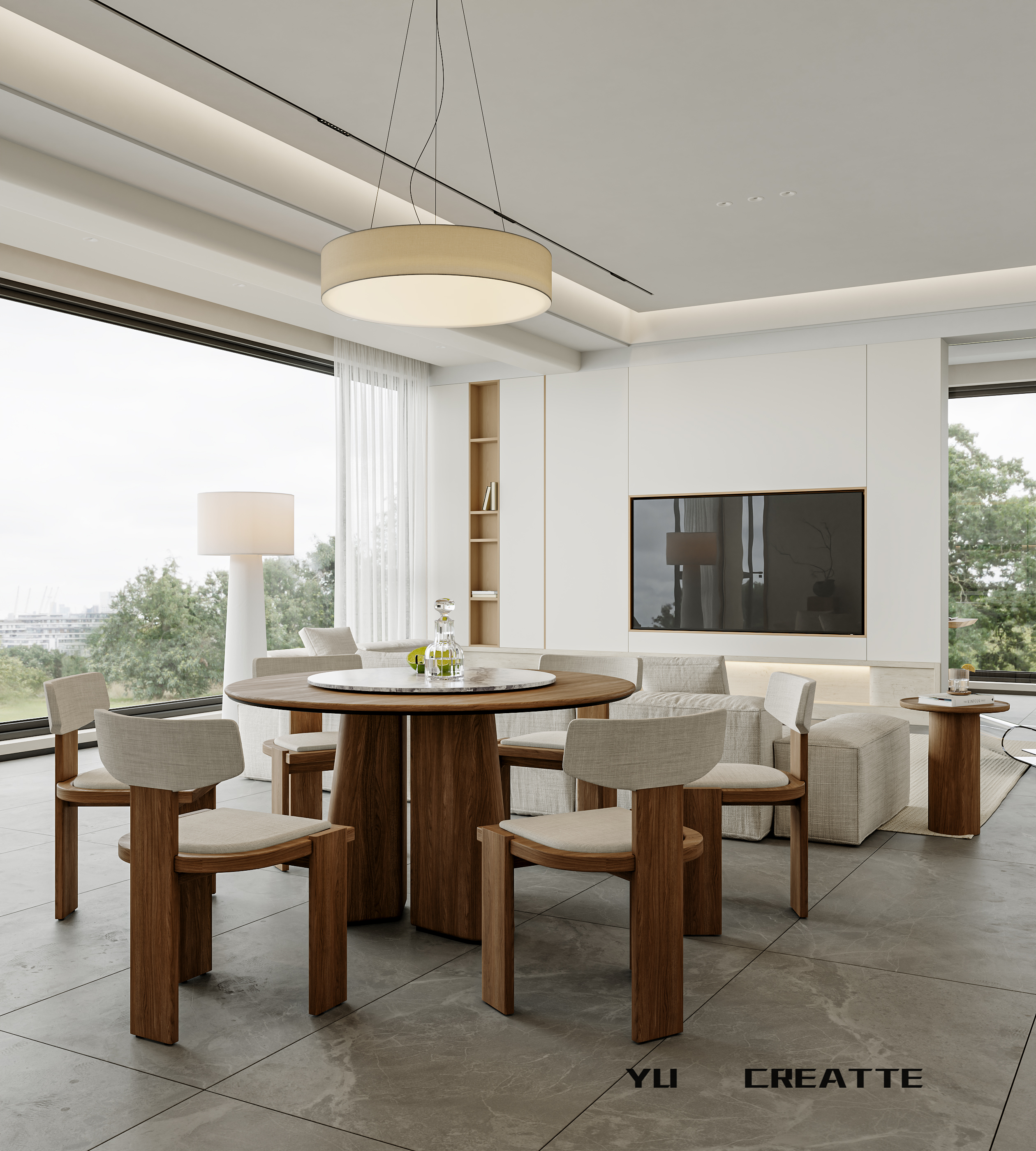 现代原木风客餐厅主人房丨近期表现-2