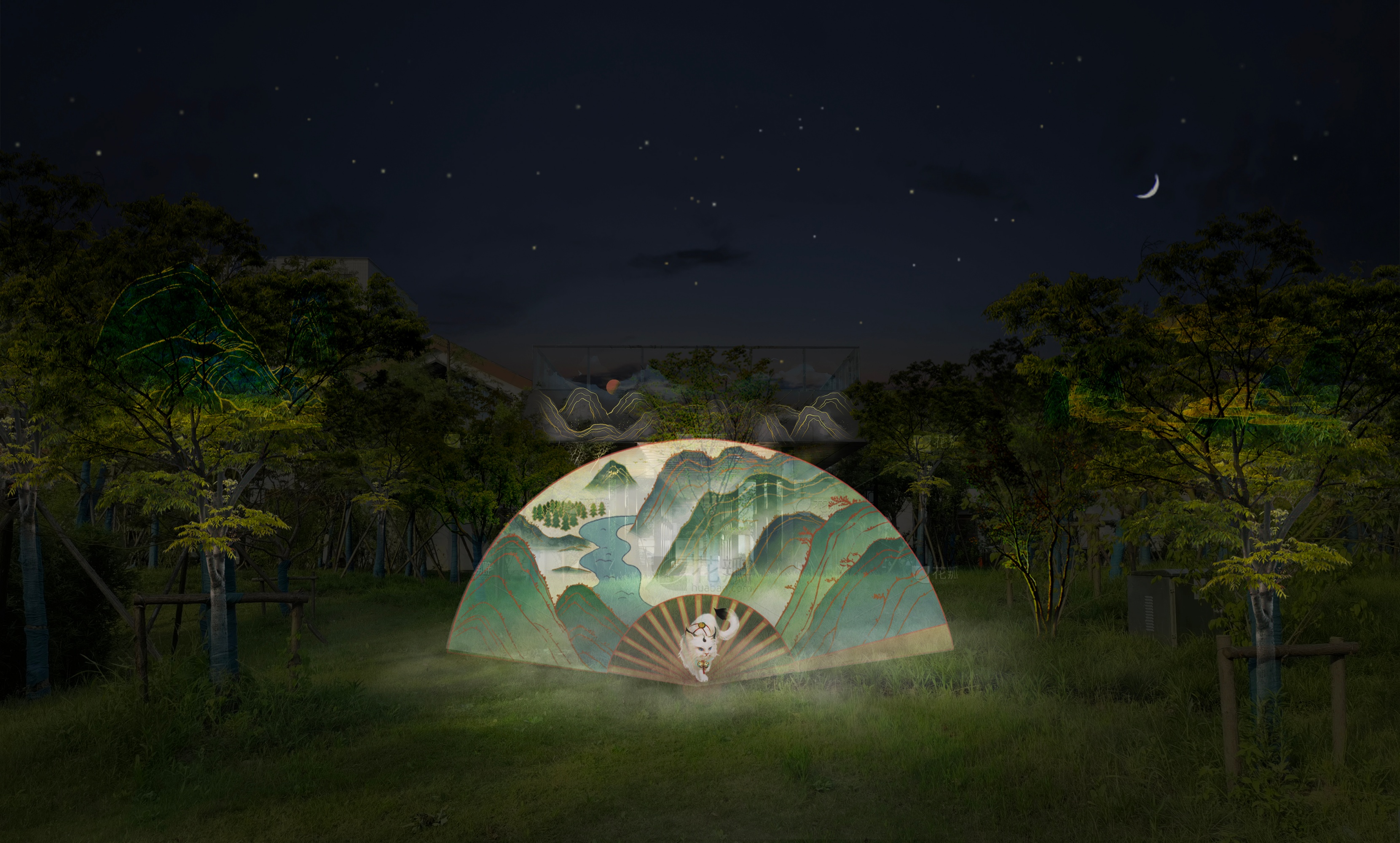 杭州桃花湖公园夜景灯光亮化丨中国杭州-9