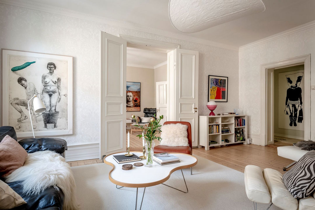 色彩斑斓的瑞典公寓 | 现代艺术装点生活空间-16