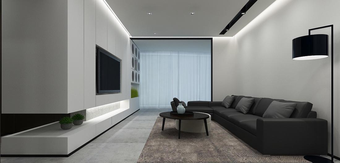 悬空电视柜打造轻盈美感,开放式厨房提升空间互动-4