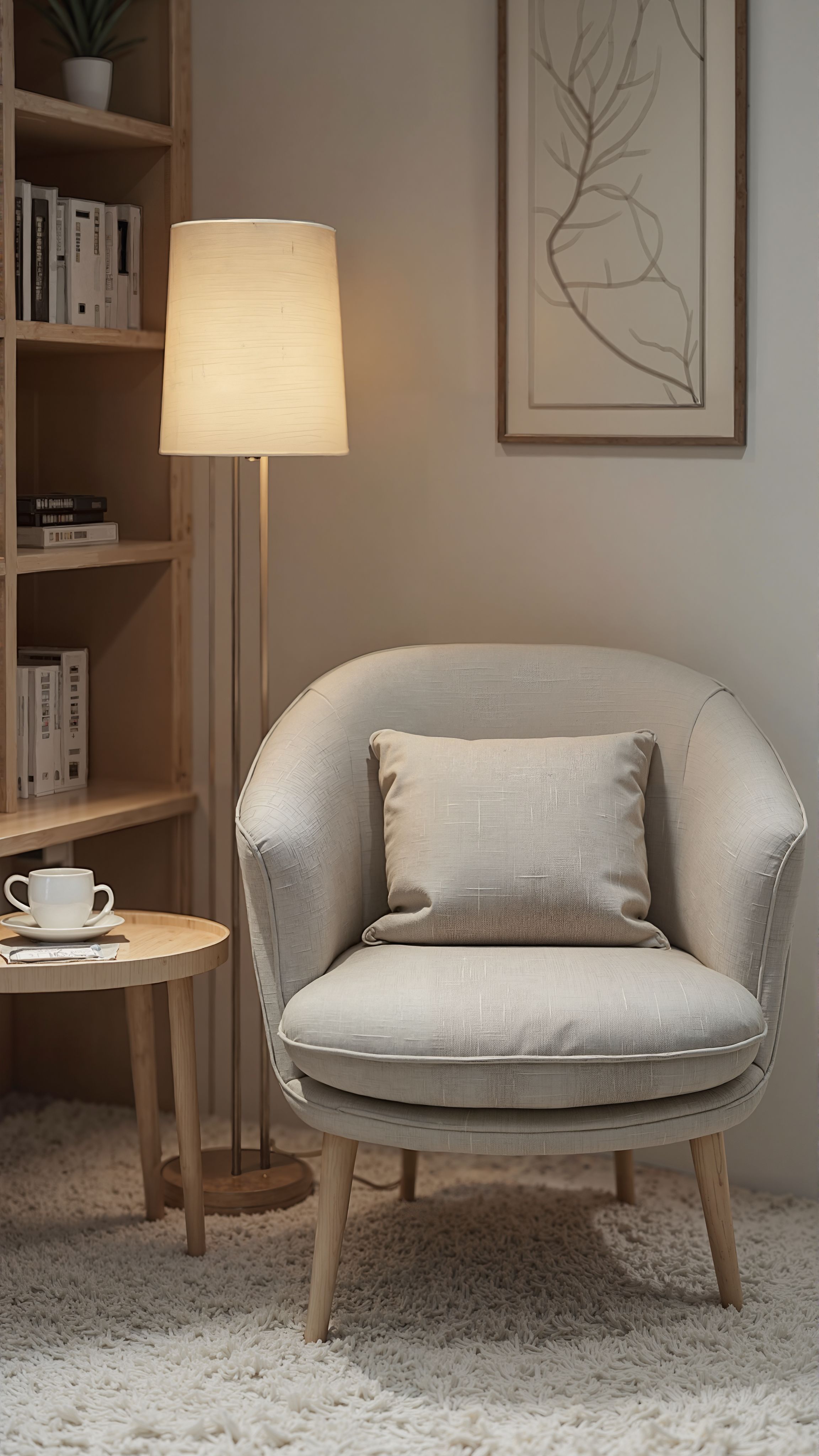 奶油色与木纹共舞:治愈系客厅光影魔术-5