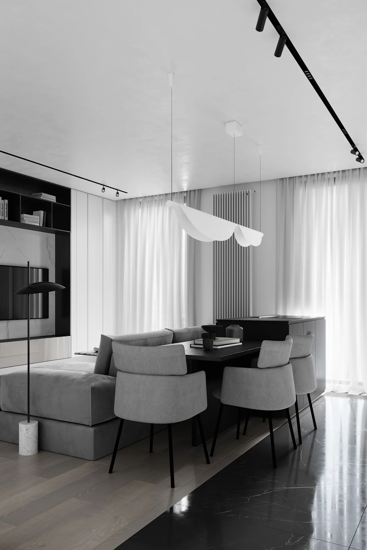 基辅黑白灰禁欲系家居,Anastasiia Reznichenko 现代设计典范-2