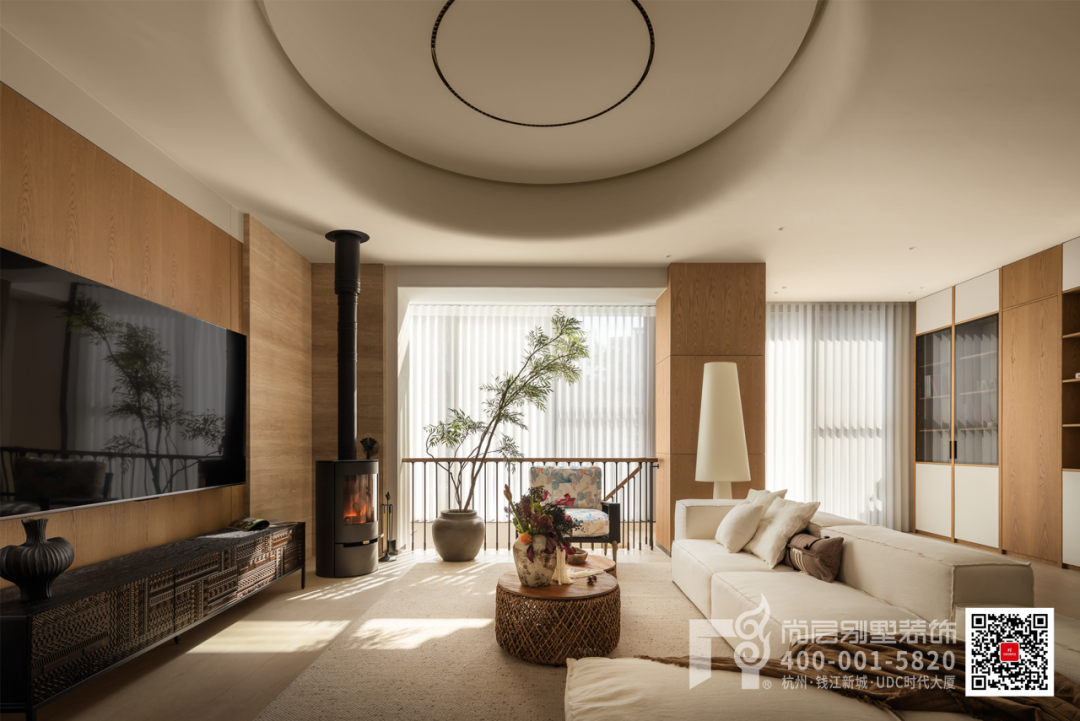 500㎡富春壹号院·木影流光·自然叙事的现代“剪影”别墅丨杭州尚层装饰-8