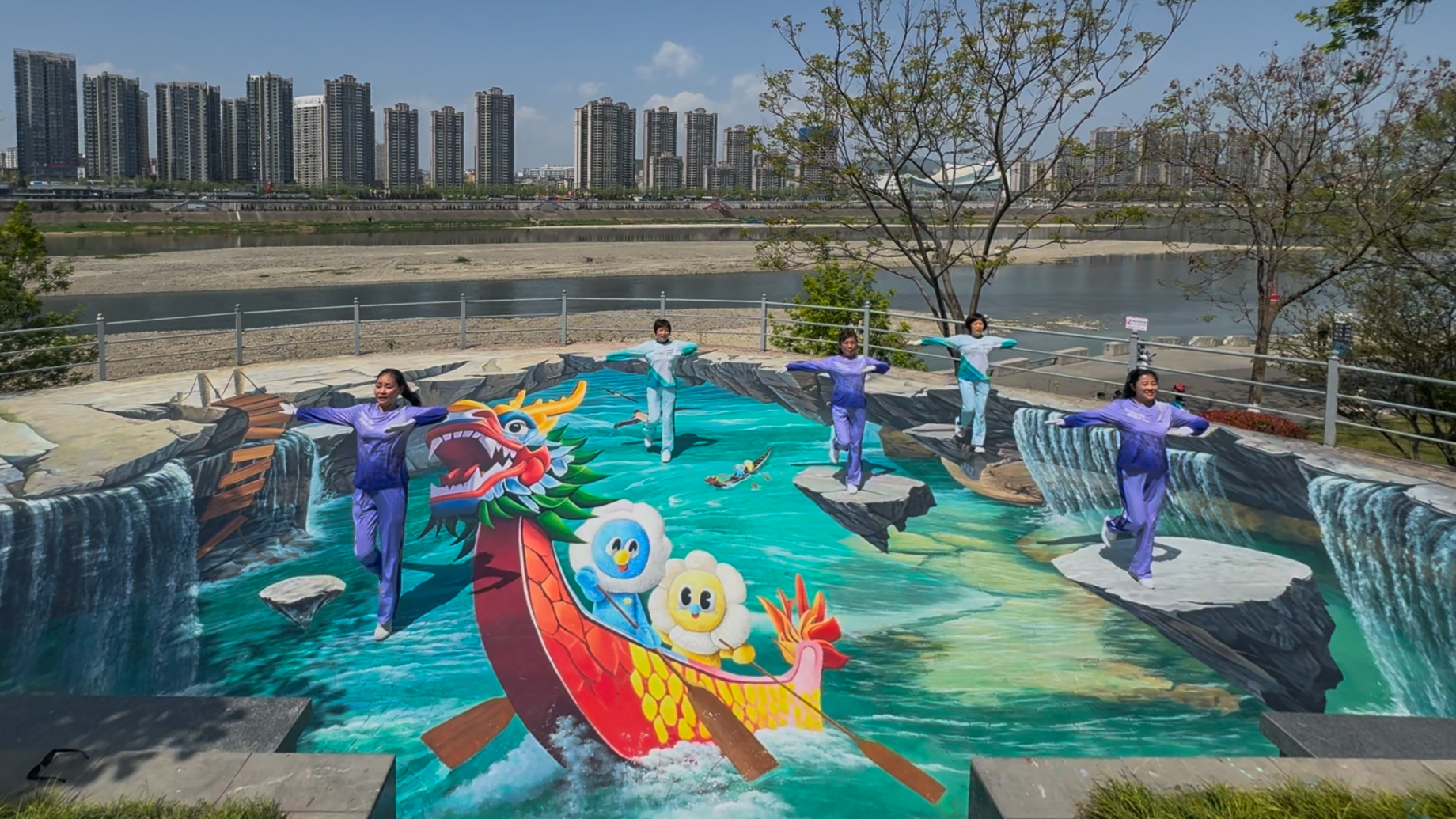 安康龙舟地面画-7