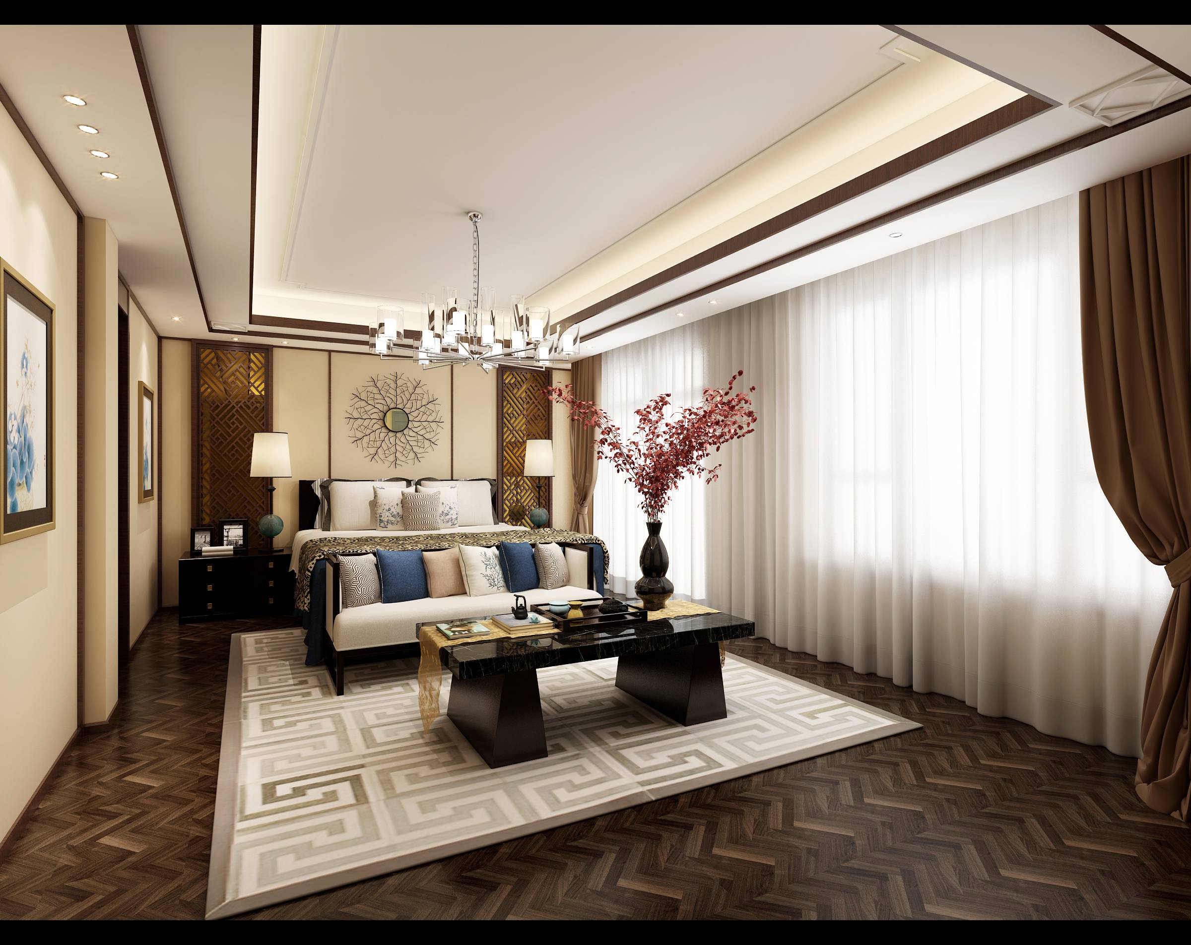 新中式 中式古典 奢华家装别墅样板房-12-19