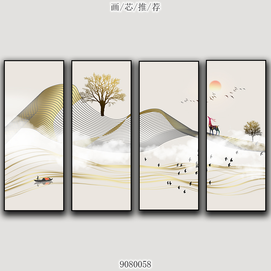 招财福鹿客厅玄关装饰画-1