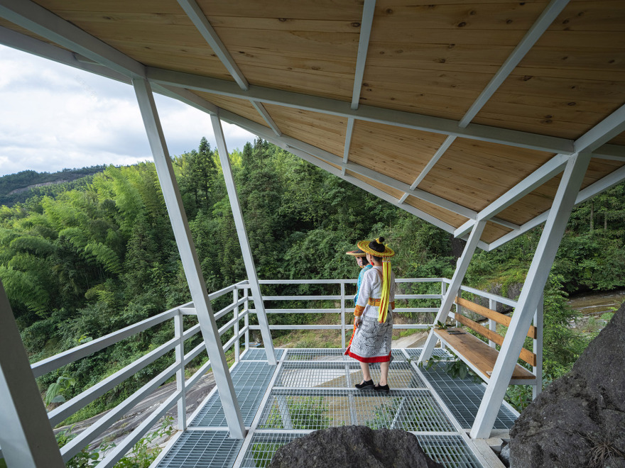 白水洞天,山野几何·白水洞村石瀑间的线性钢亭组群丨中国邵阳丨湖南大学建筑与规划学院-28