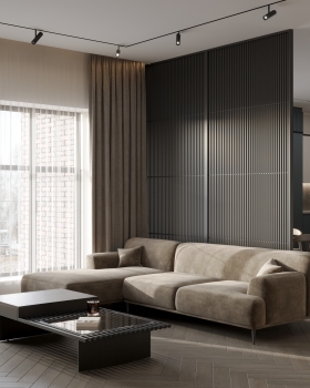 Гостиная с камином в загородном доме