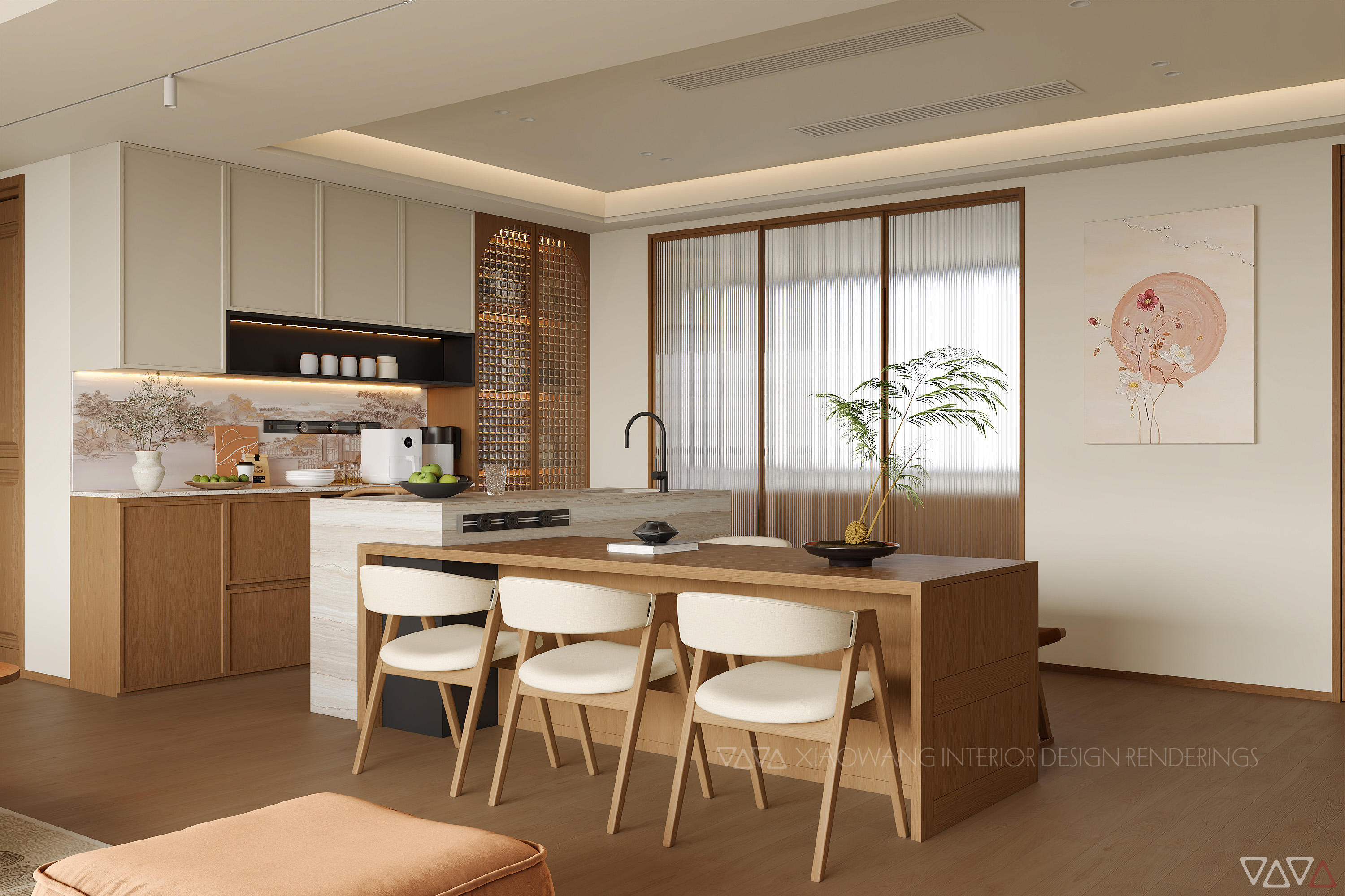 现代日式客餐厅效果图-3