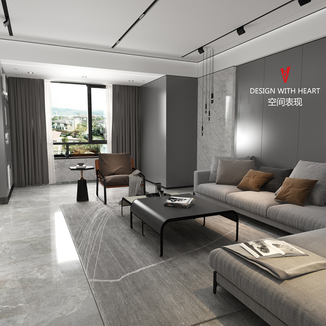 现代轻奢混搭家装设计 | V8 空间表现-5