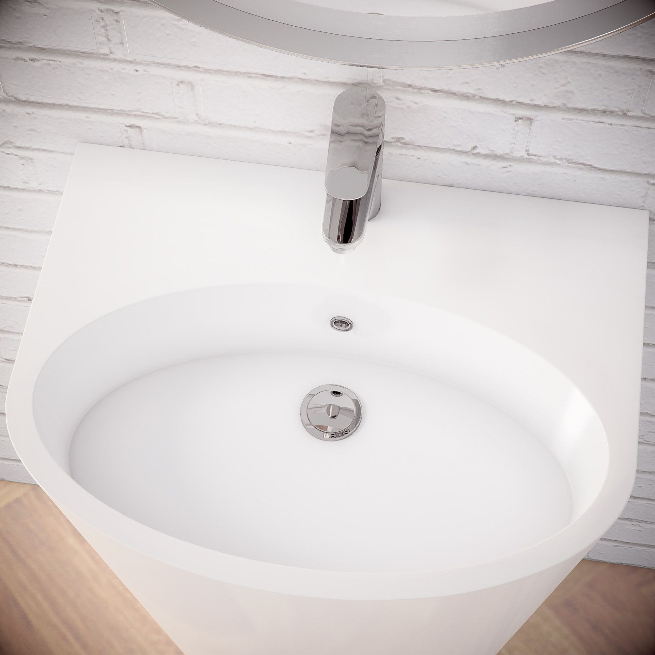 Freestanding Pedestal Sink - Glossy White-1