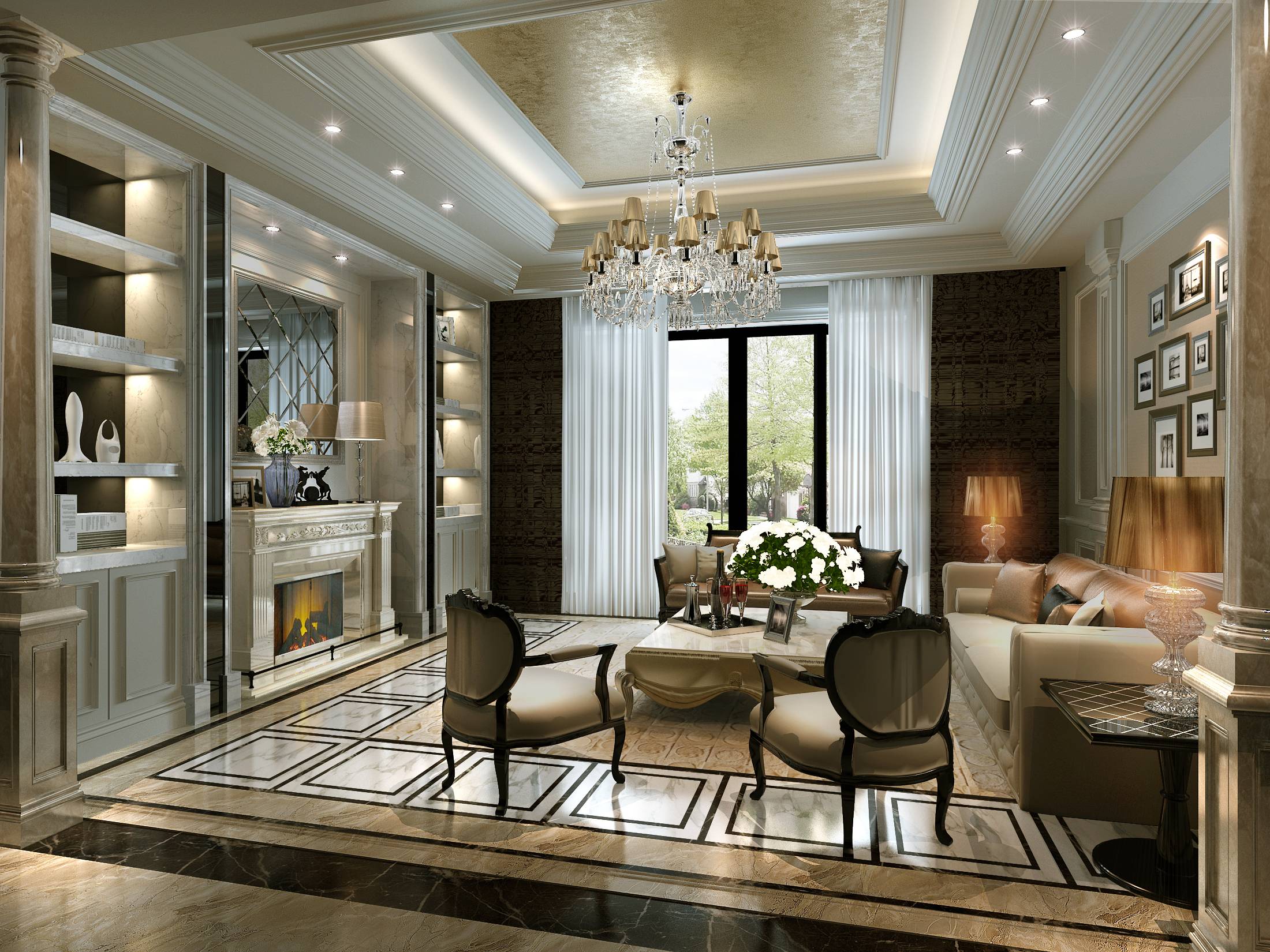 法式风格 上海高档法式奢华样板房CAD施工图-4