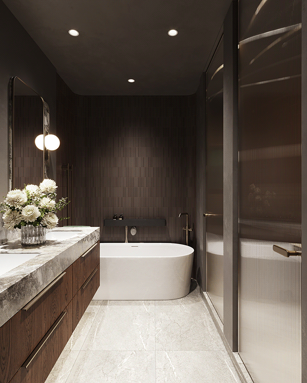 大理石与胡桃木主浴室丨乌克兰基辅-15