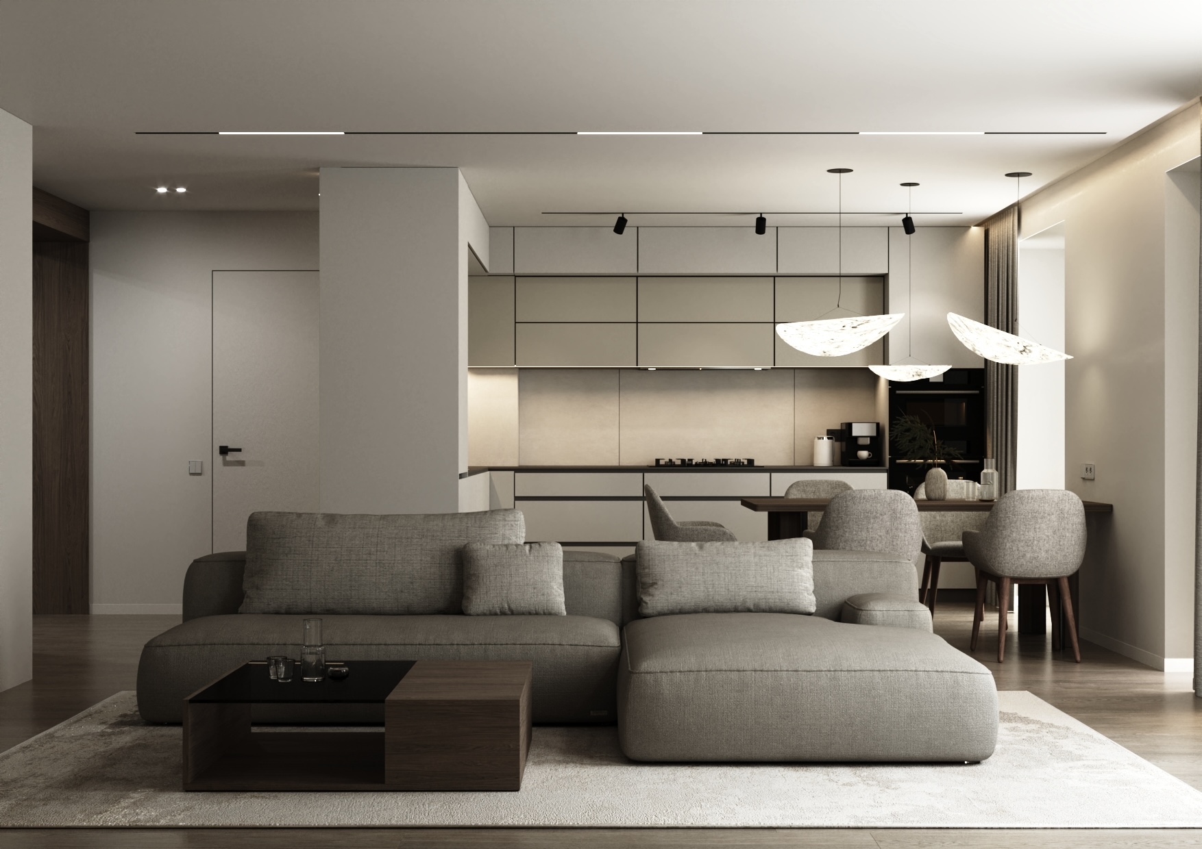 Living room and kitchen design project-0