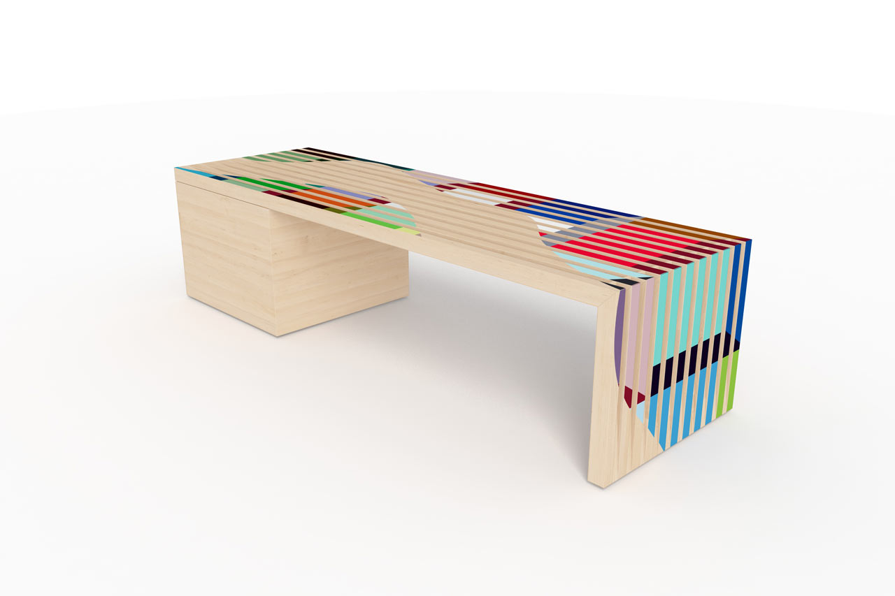 丹·布鲁恩抽象画灵感现代长椅-2