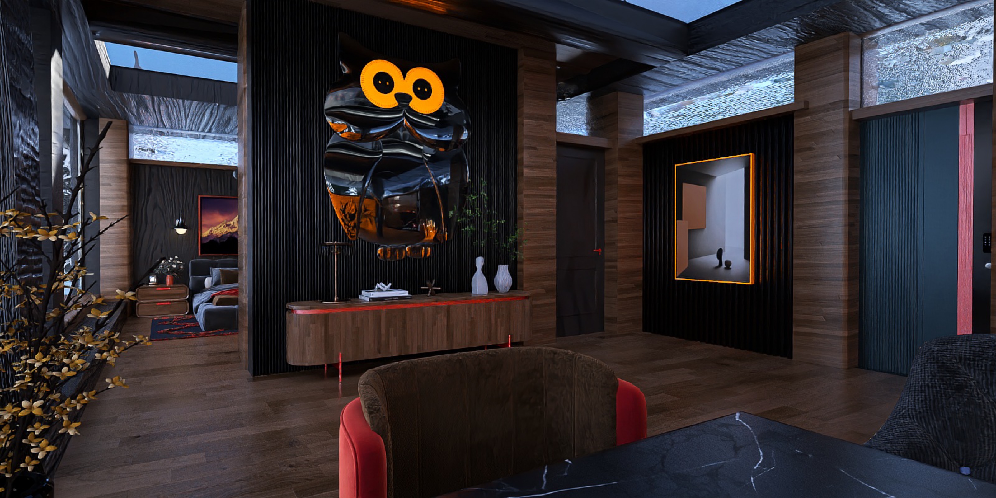 Black House in a Winter Landscape – 3D Design Project-6