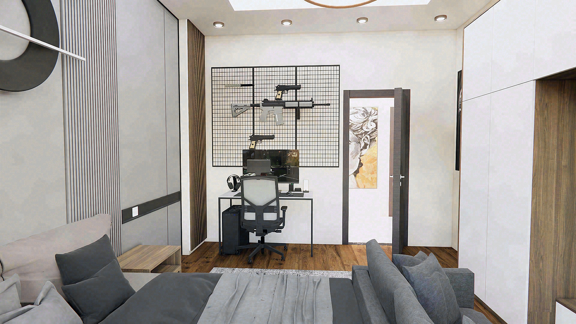 تصميم لغرفة نوم شاب بوحده سكنية بجمهورية مصر العربية-2