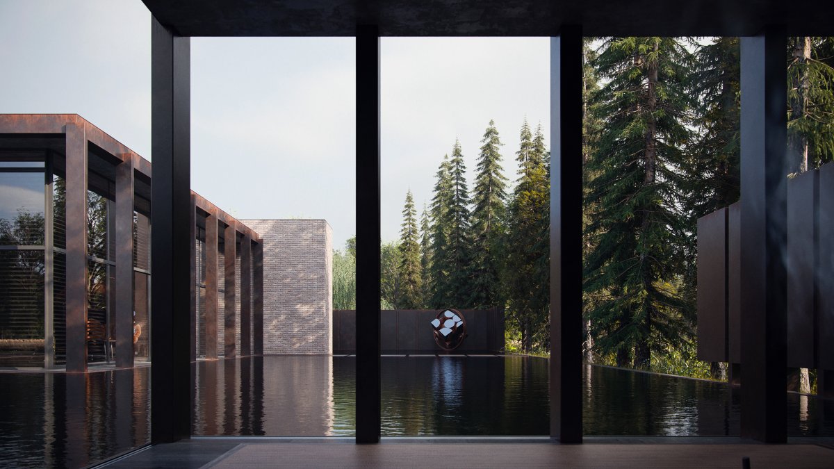 悬浮之居 | 耐候钢、陶瓷与玻璃的艺术融合-14