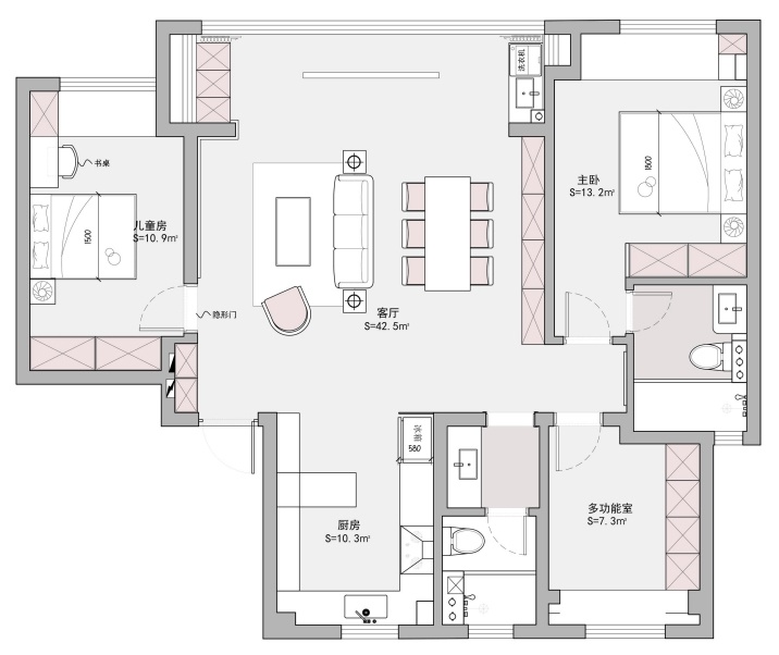 140㎡精装房改造丨派格设计-17