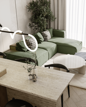 Bright Interior with Green Accent