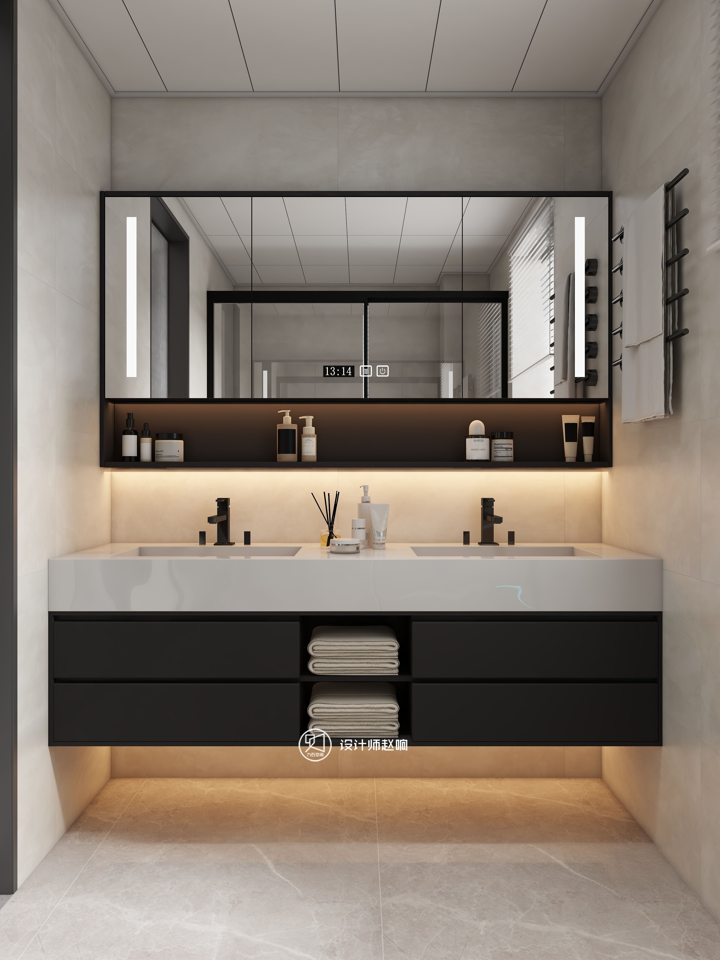 135㎡黑白灰风格住宅设计-47