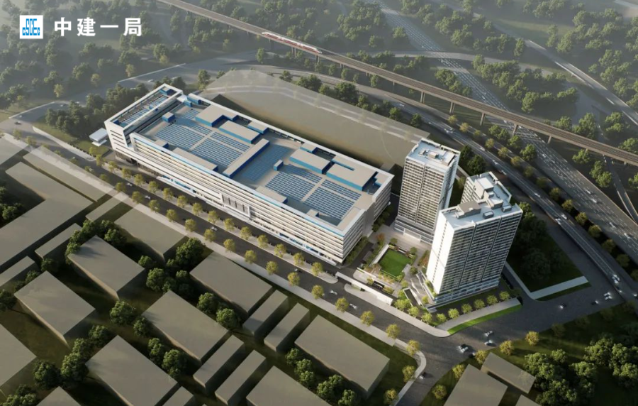 深圳市首批“工业上楼”项目！中建一局承建的新能智造产业园实现正负零-56