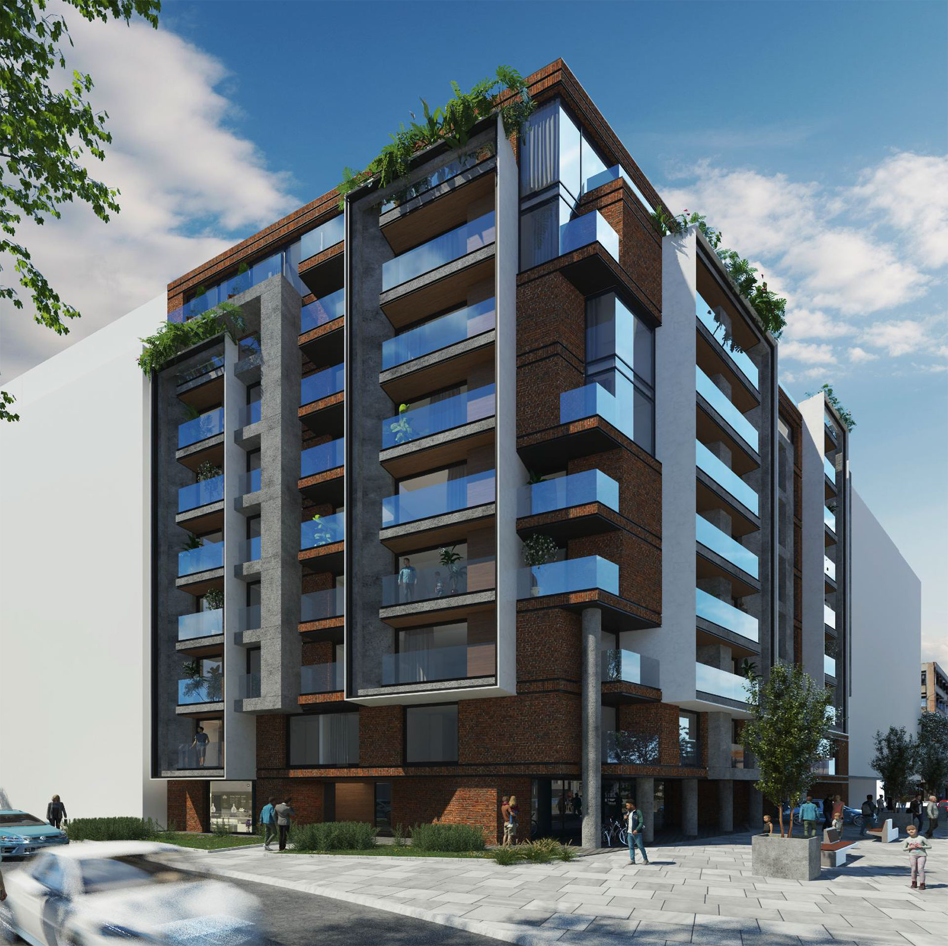 Žička和Dravska街角带露台的七层建筑-13