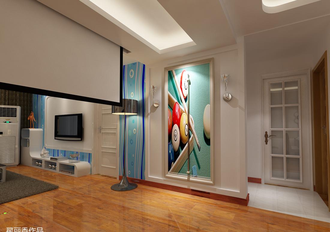 蓝色简约卧室设计，门墙一体显精致-7