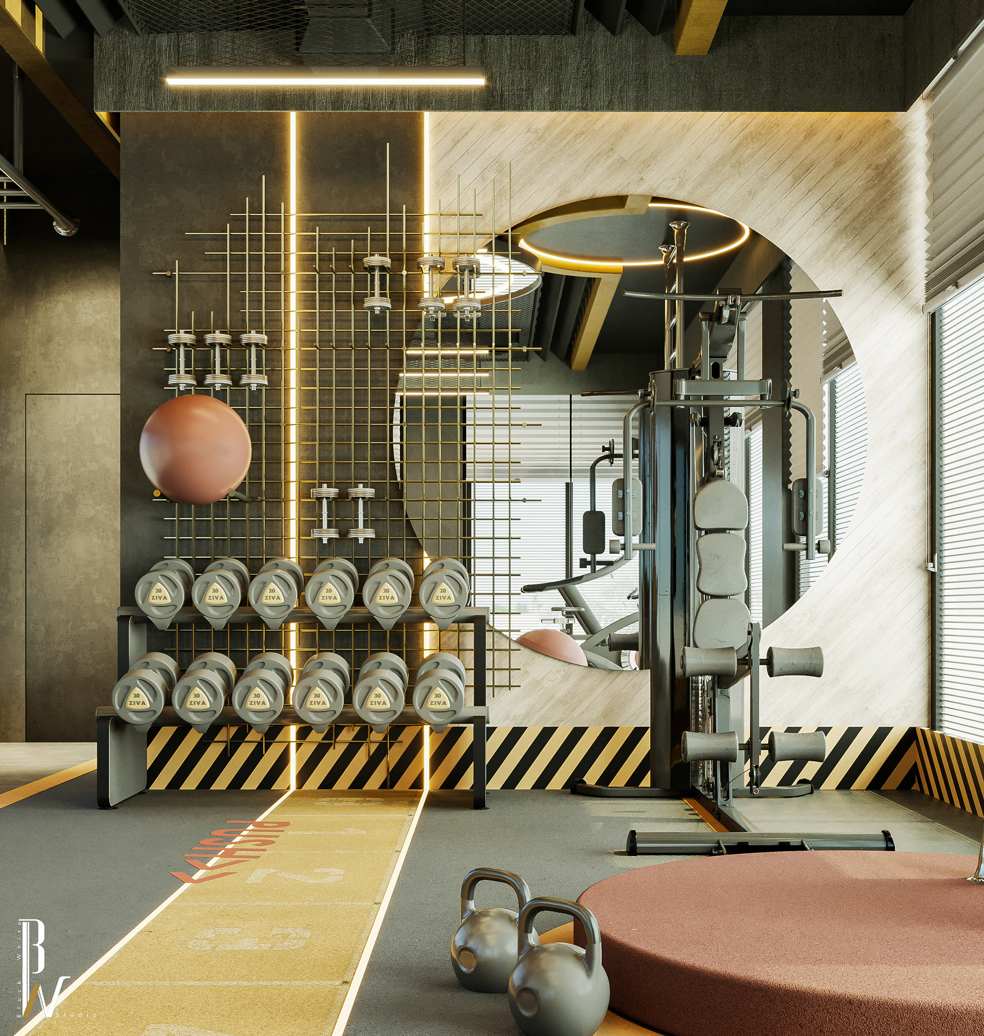 家庭健身房丨阿联酋丨Black N White-1