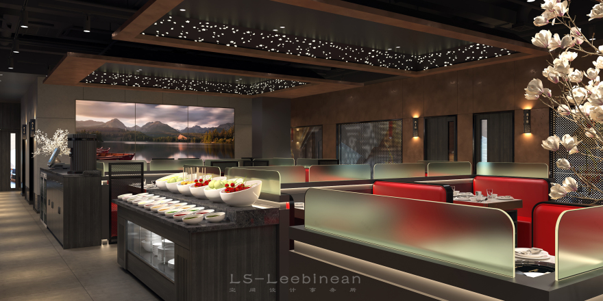 商务风现代火锅店设计方案-24