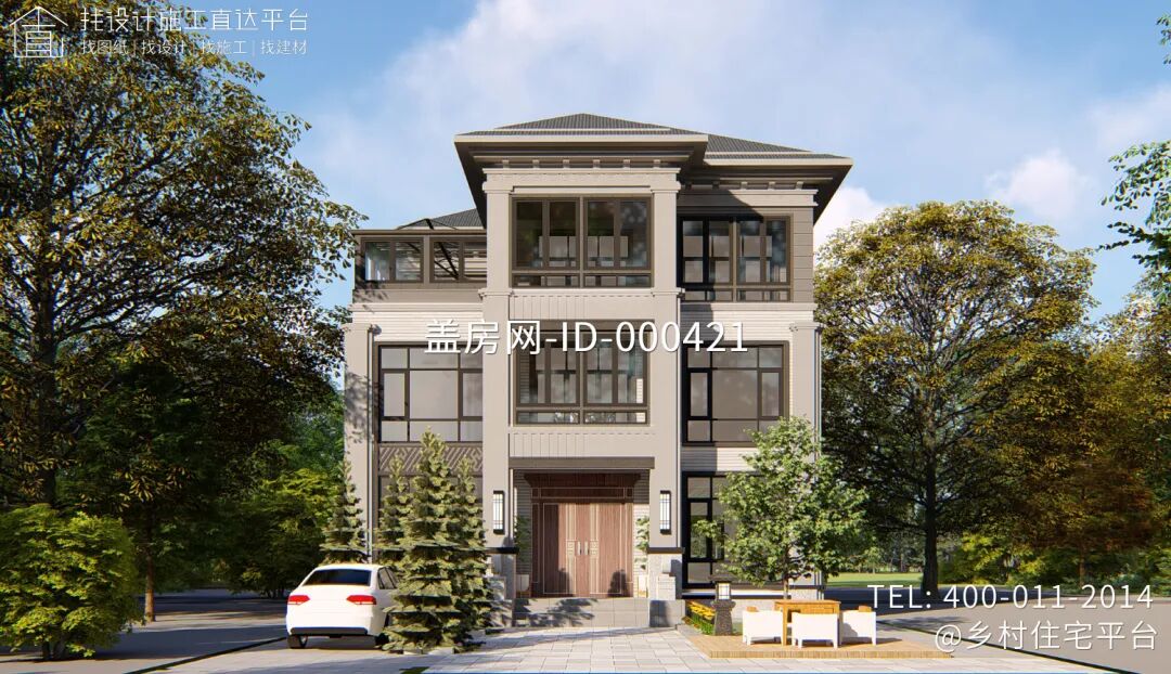 【设计师案例】土建参考造价69万，面宽11.3m×进深11.6m浙江杭州三层新中式别墅-25