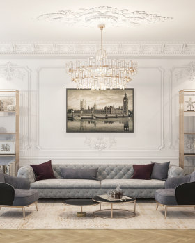 Anastasiya Gushchina丨平层丨Neoclassical style living room