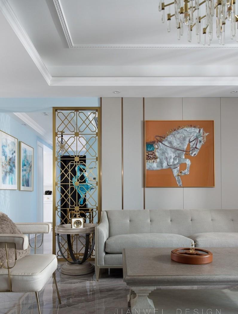 现代摩登美式轻奢家居,玩转平层空间设计-10