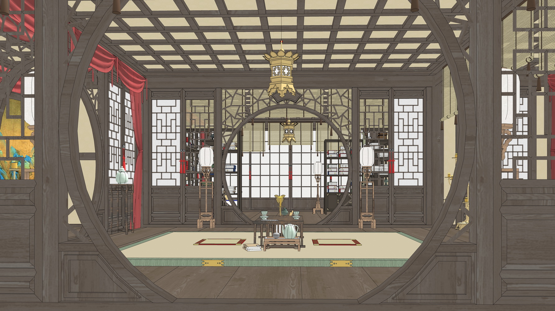 古代书房SU模型-3
