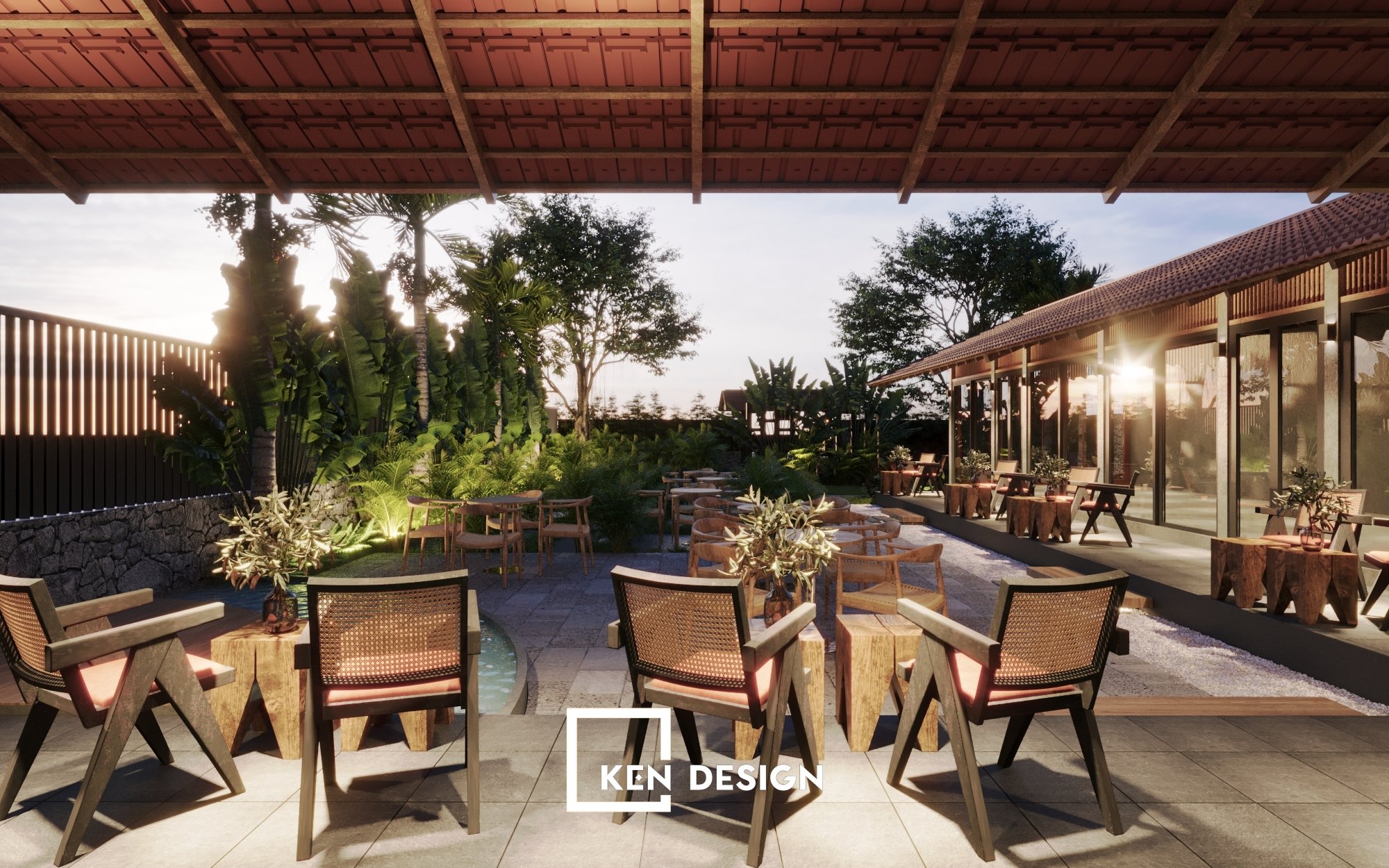 河内花园咖啡馆设计丨越南河内丨KenDesign-31