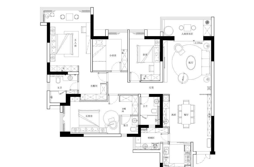 现代奢宅轻调 · 狭长户型的妙手改造-10