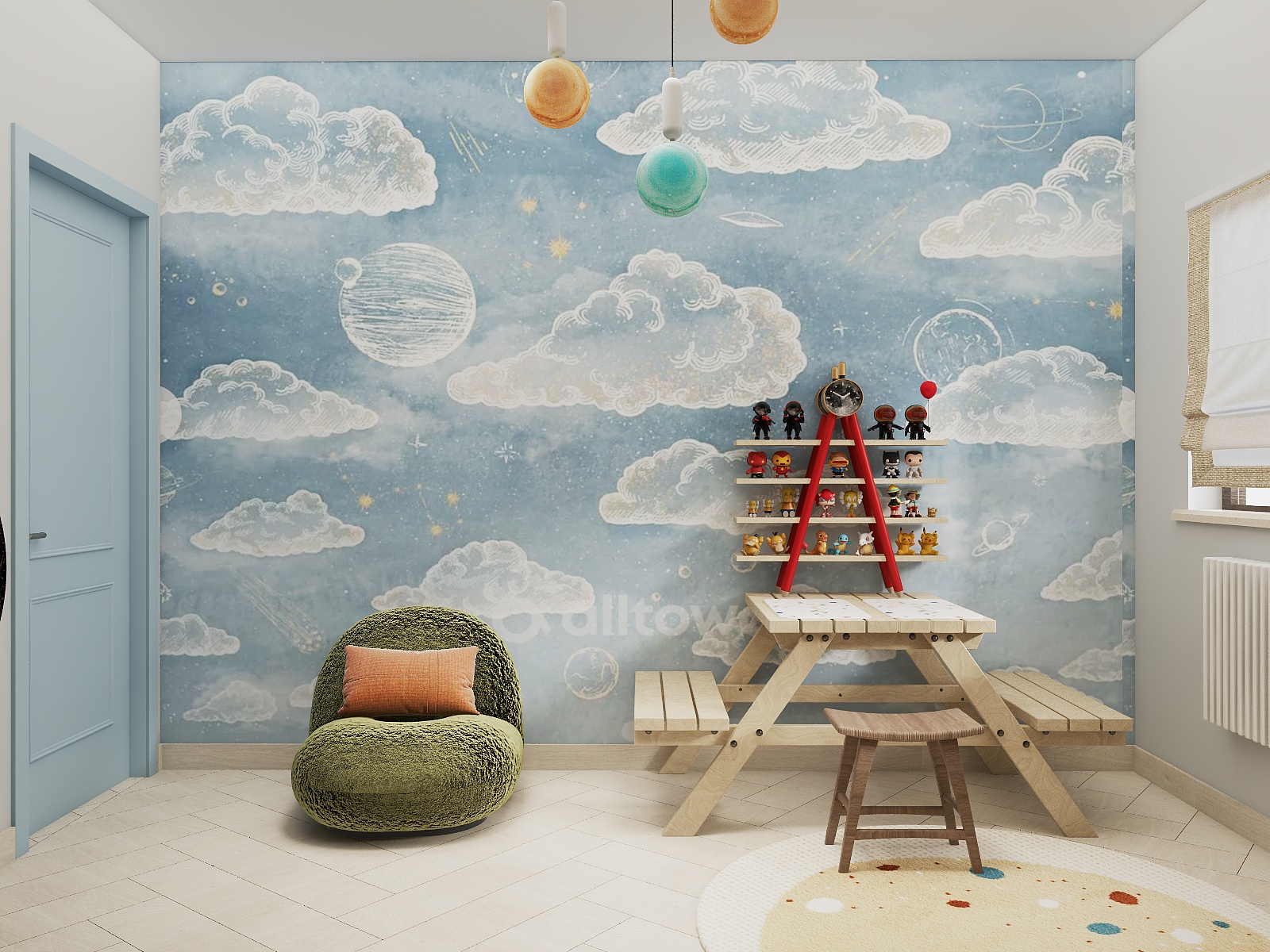 Дизайн Спальни и детской для пары с двумя детьми-7