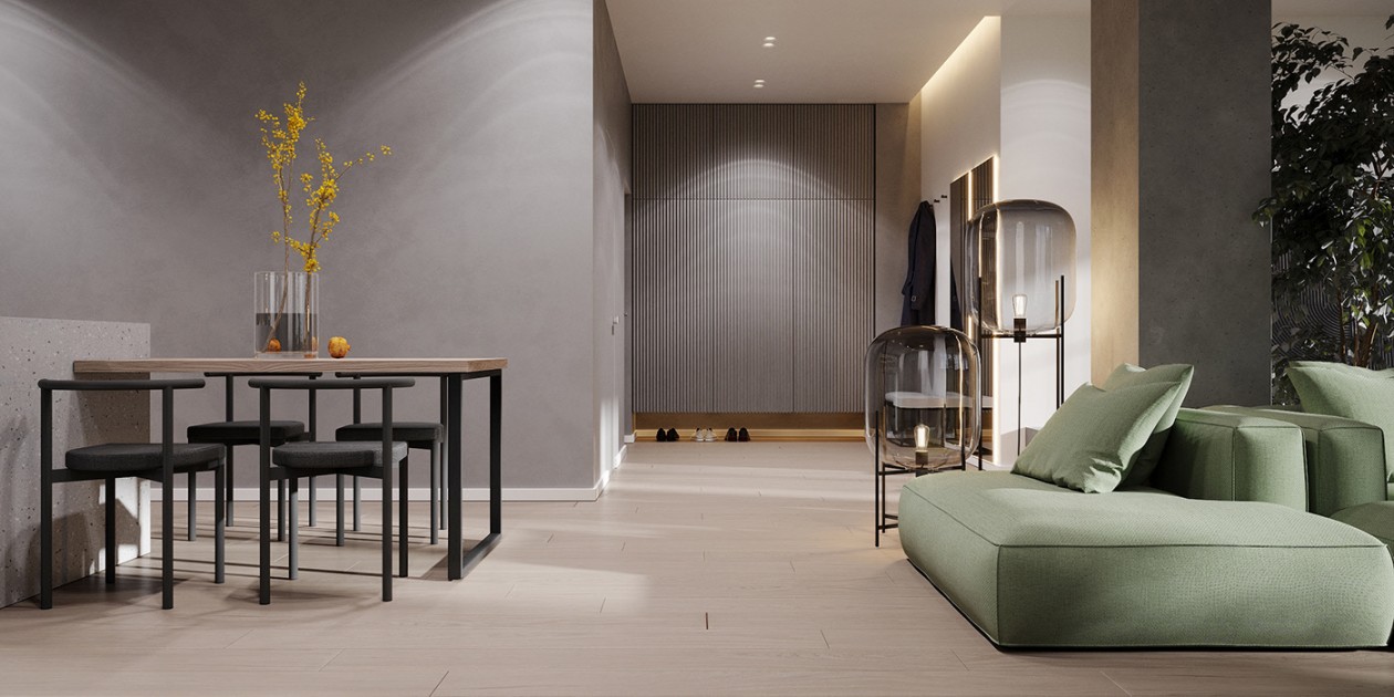 114㎡公寓高级灰+绿色 既清新又舒适-6